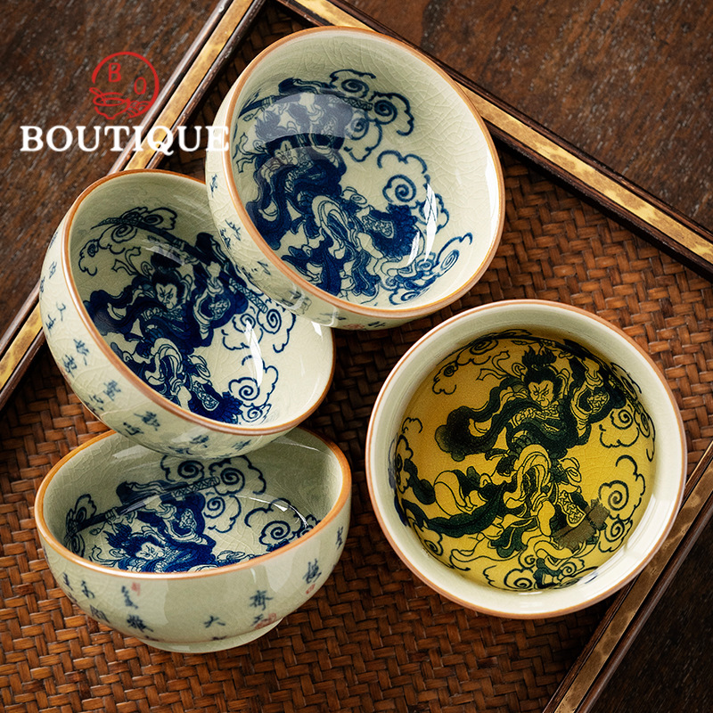 Japanese Pottery - Старая керамическая глина 100 мл, сине-белая