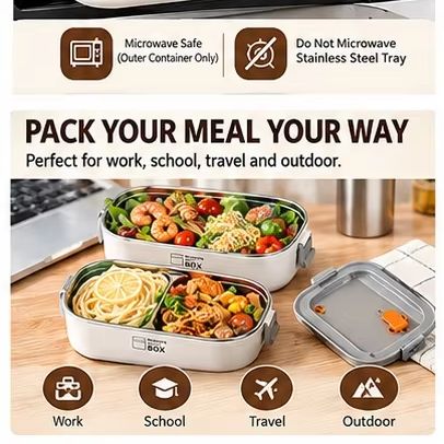 Двухслойный ланч-бокс из нержа – обзор и цена Bento Box